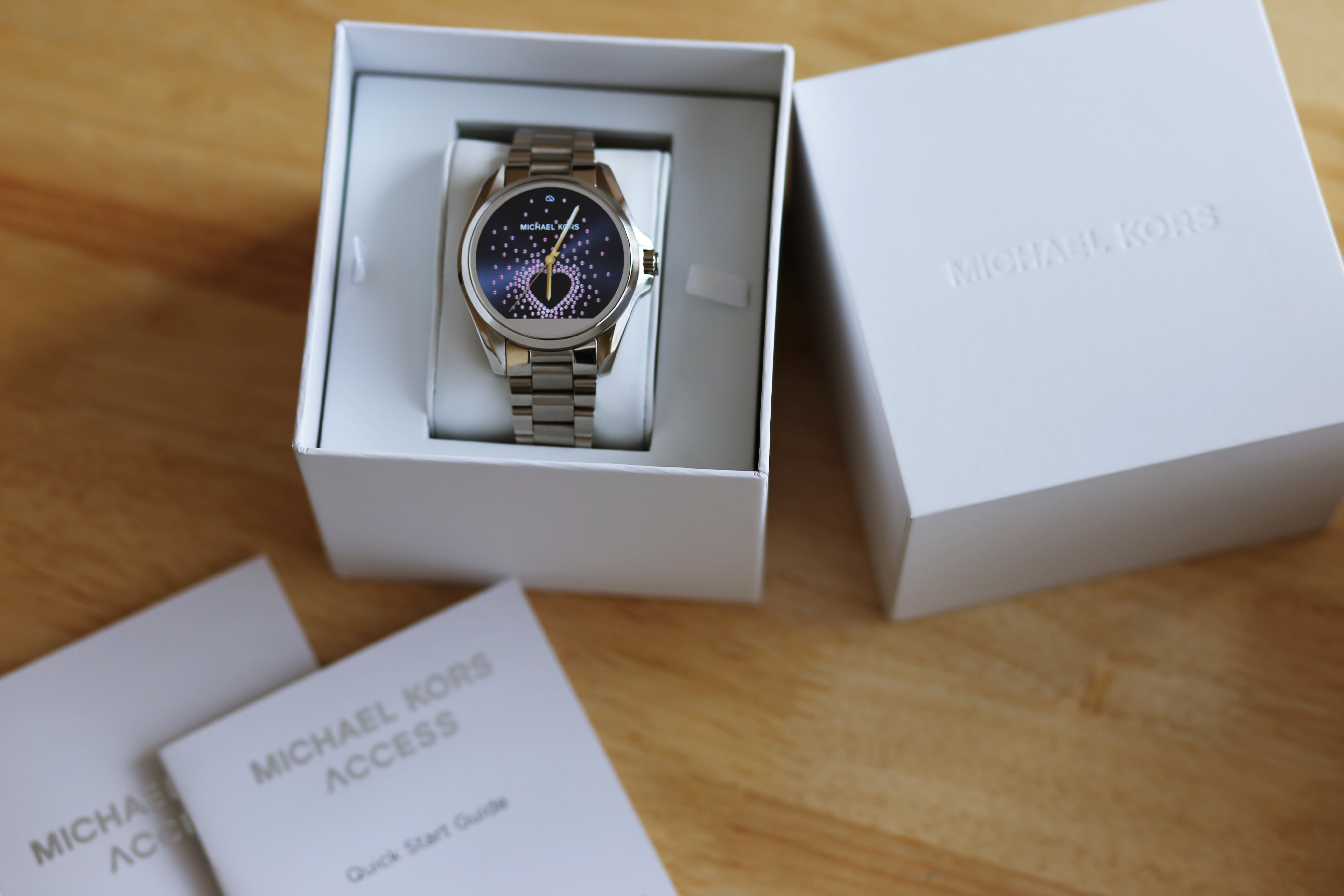 mk smart watch silver